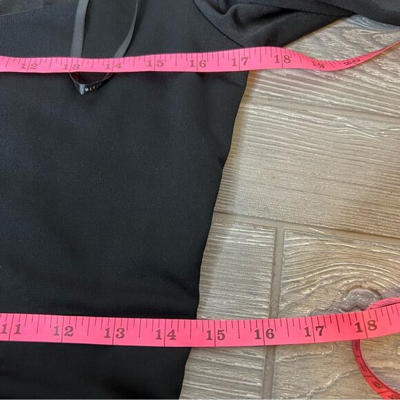 David Meister fox fur trim cuff black gown sz 8 - Picture 3 of 7